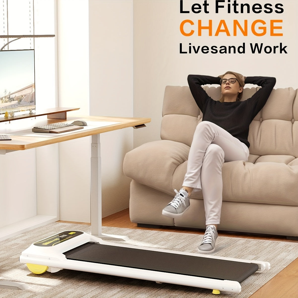 High-Capacity Under Desk Fitness Treadmill with Remote Control for Home and Office Use