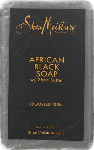 SheaMoisture Bar Soap African Black Soap for Troubled Skin Cleanser with Shea Butter 8 oz