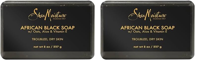 SheaMoisture Bar Soap African Black Soap for Troubled Skin Cleanser with Shea Butter 8 oz