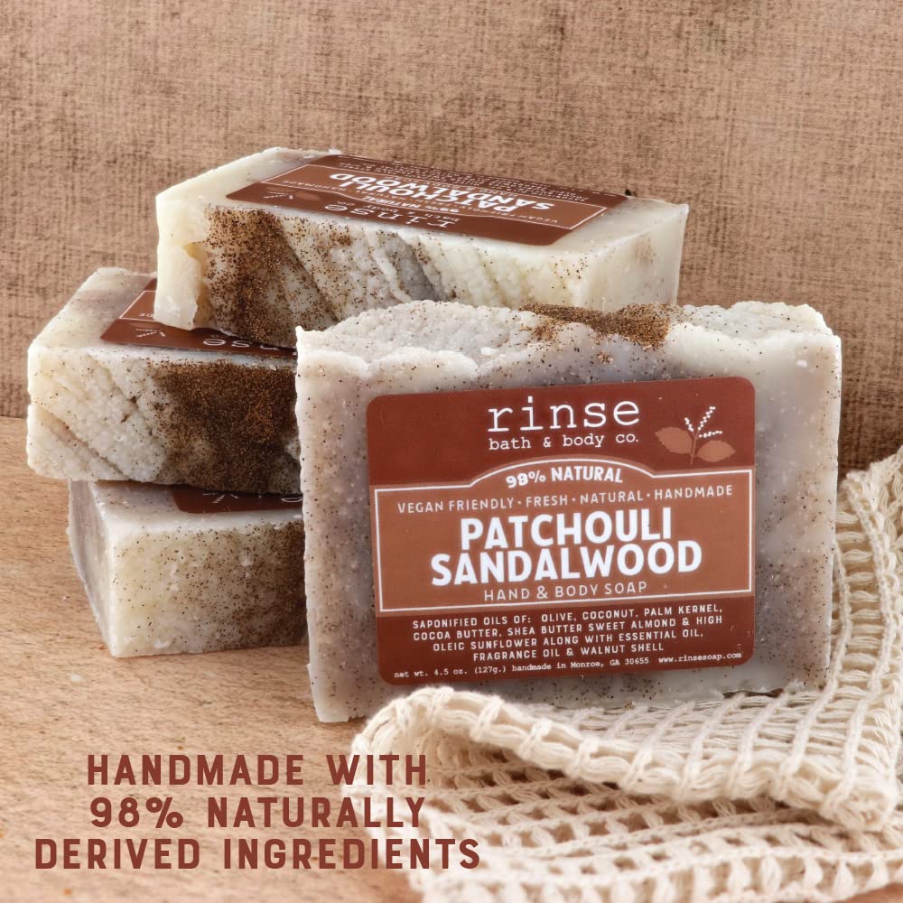 Rinse Bath & Body Lemongrass and Ginger Soap - Handmade Castile Lemongrass Soap w/Shea and Cocoa Butter | Moisturizing Bar Soap w/Ginger Essential Oil | Natural Bar Soap | Vegan| Gluten Free| 4.25oz