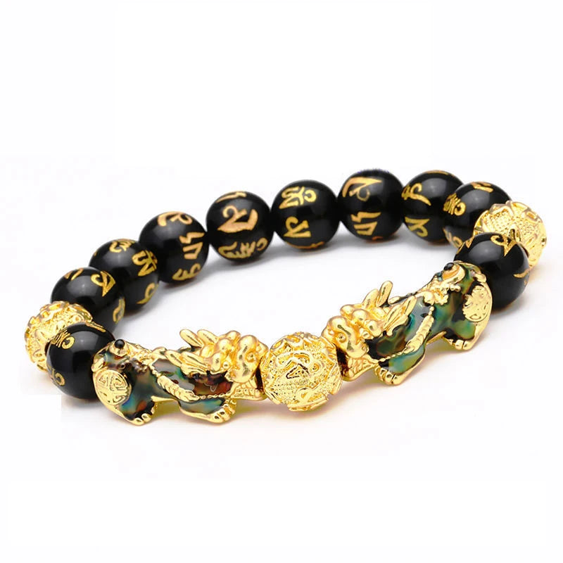 Black and Golden Fortune Beads Bracelet