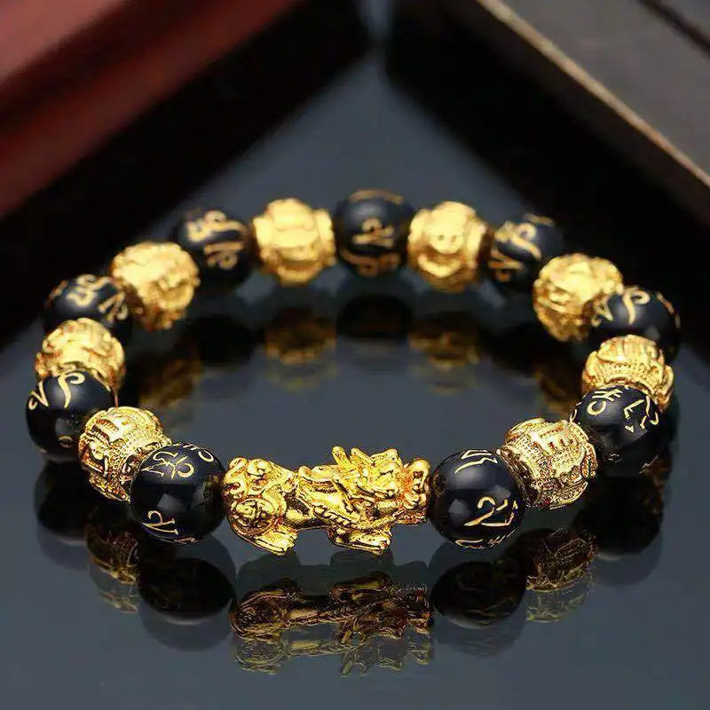 Black and Golden Fortune Beads Bracelet