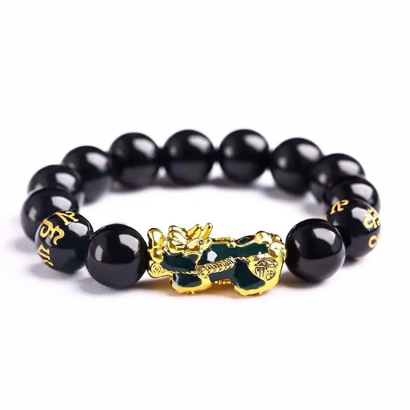 Black and Golden Fortune Beads Bracelet