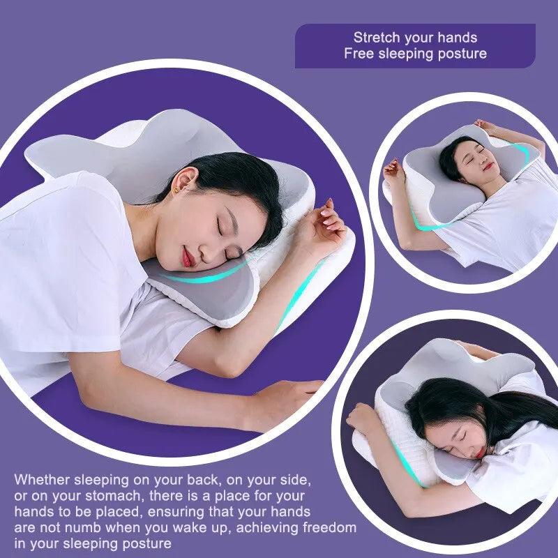 Butterfly-Shaped Memory Foam Orthopedic Pillow for Cervical Support and Pain Relief