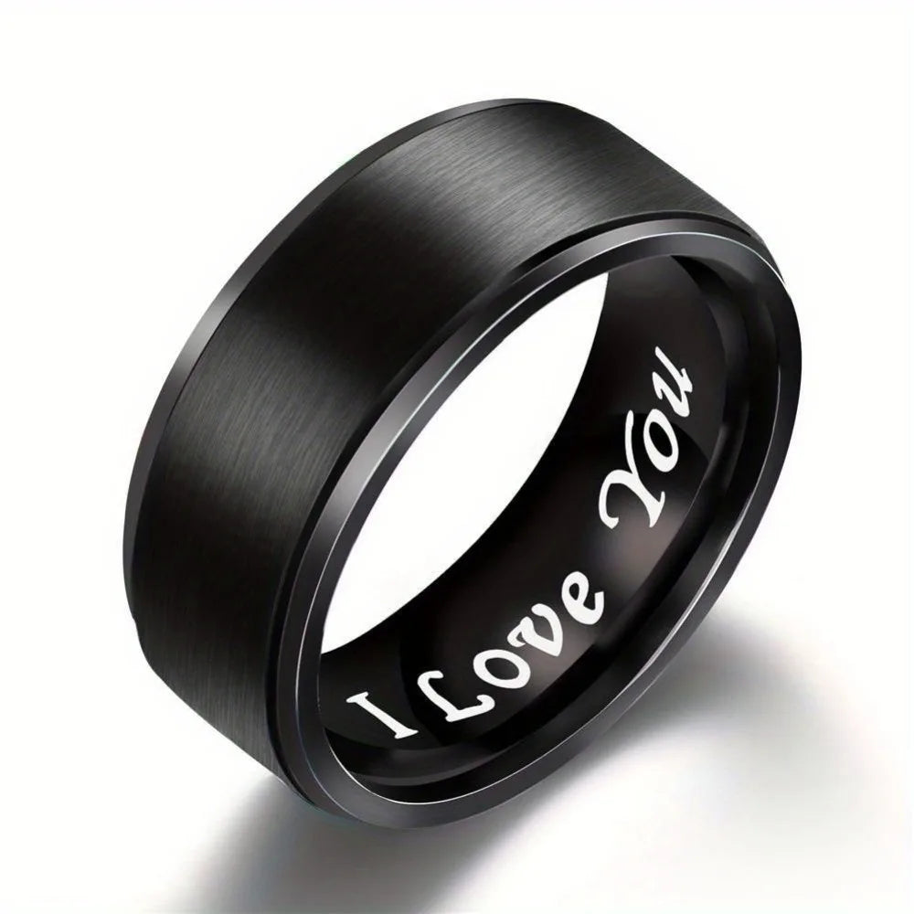 Titanium Love Message Ring for Men