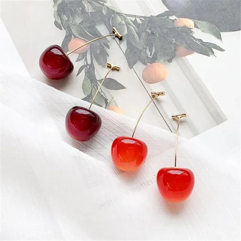 Sweet Cherry Stainless Steel Pendant Earrings