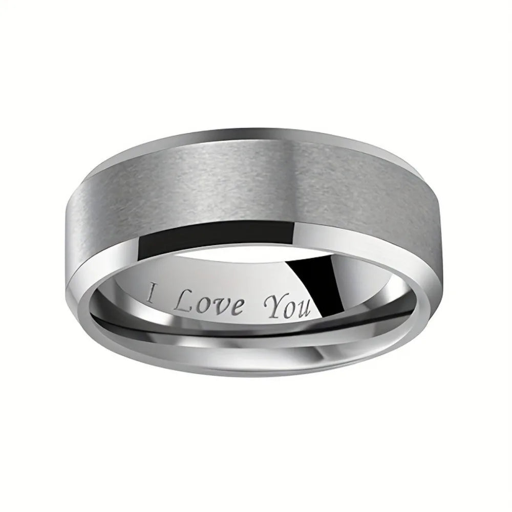 Titanium Love Message Ring for Men