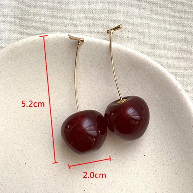 Sweet Cherry Stainless Steel Pendant Earrings