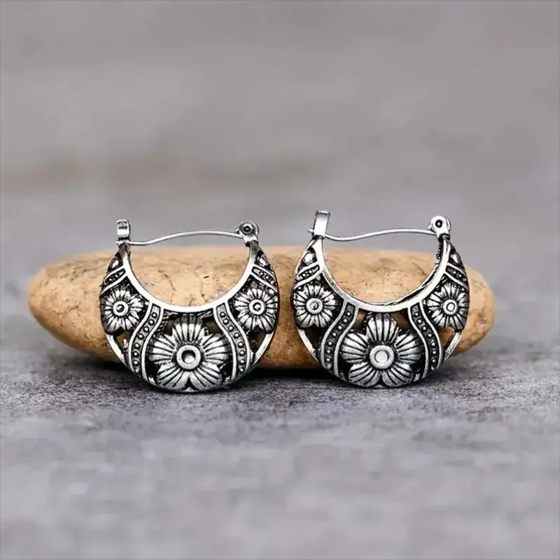 Boho Gothic Mushroom Hoop Earrings