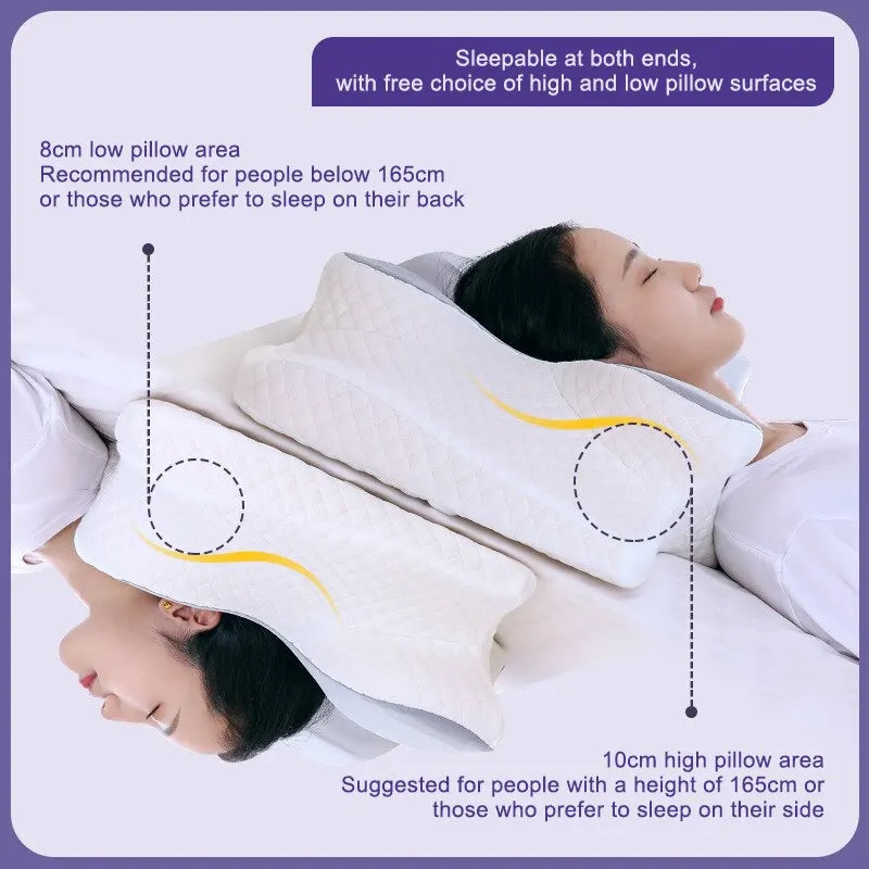 Butterfly-Shaped Memory Foam Orthopedic Pillow for Cervical Support and Pain Relief