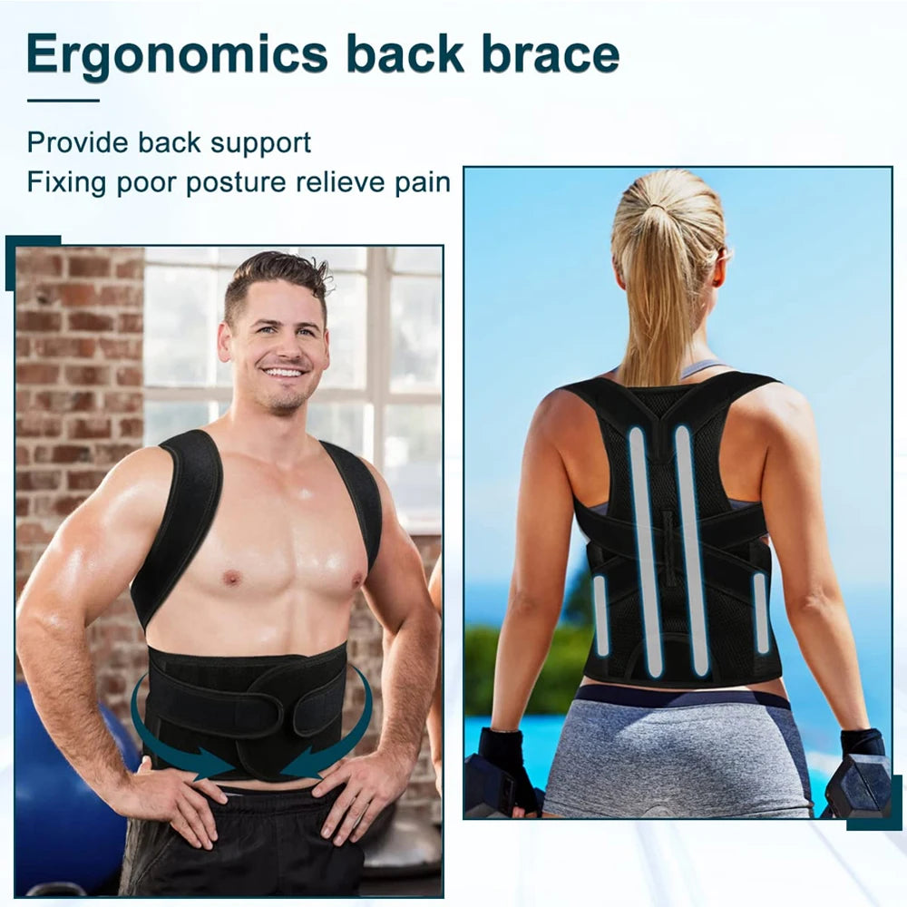 Adjustable Back Brace for Posture Improvement and Pain Relief