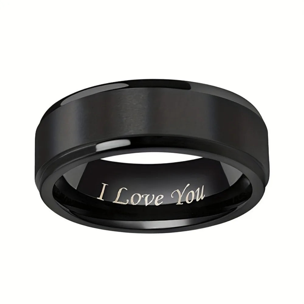 Titanium Love Message Ring for Men