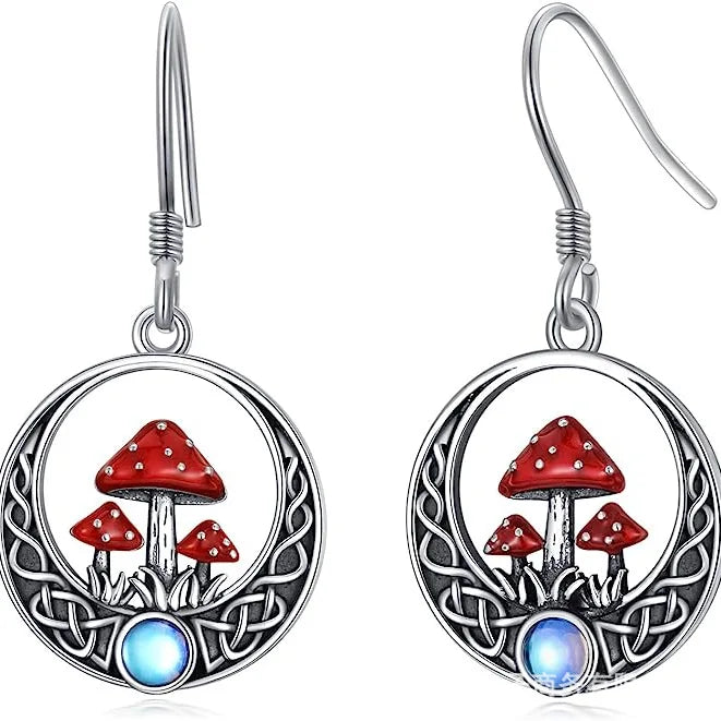 Boho Gothic Mushroom Hoop Earrings