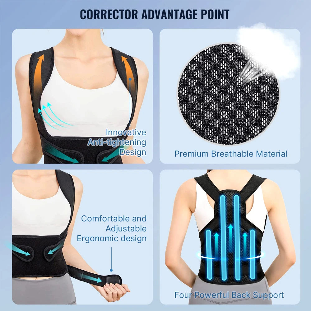 Orthopedic Posture Support Brace for Spinal Alignment and Pain Relief