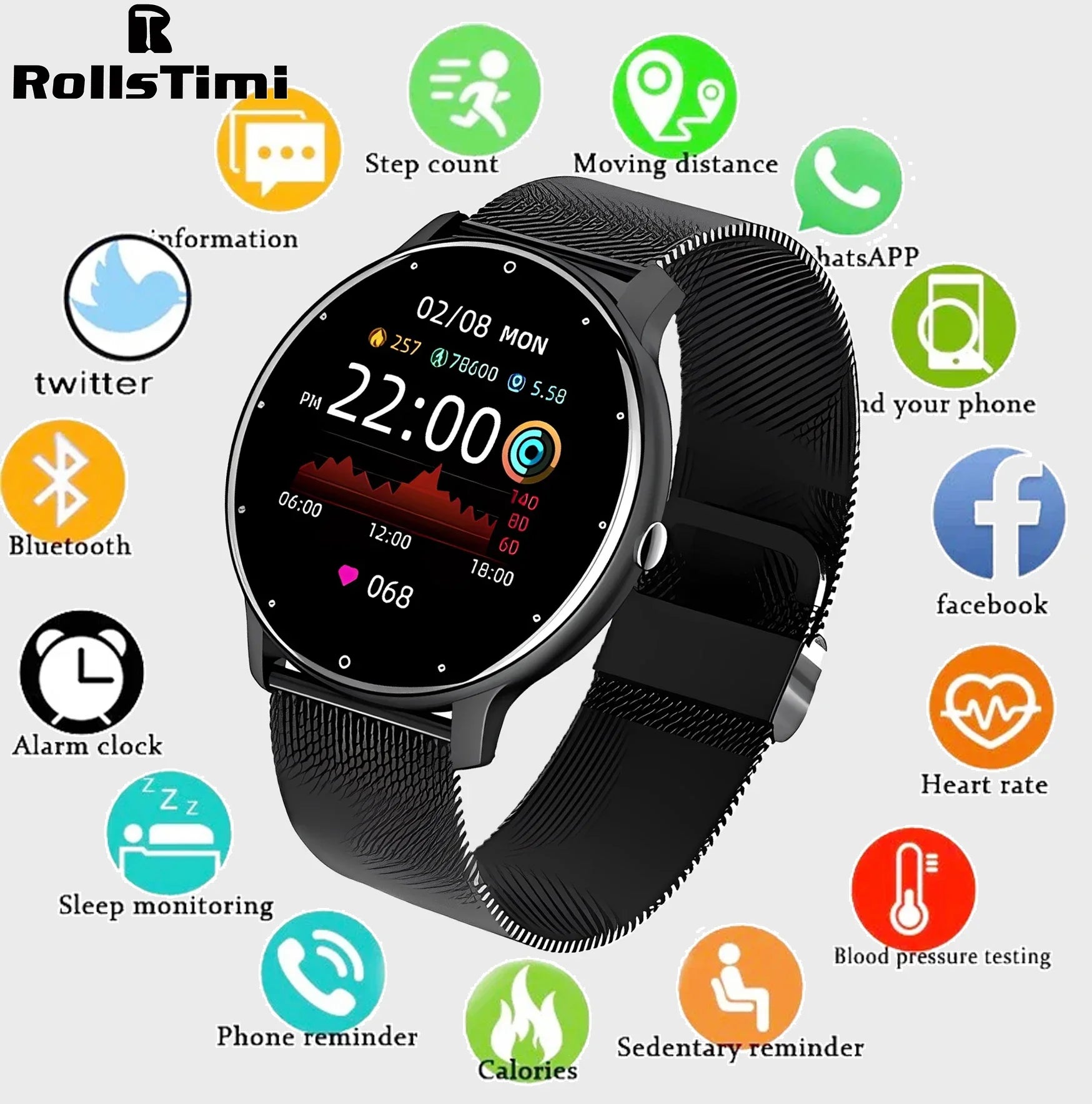 Versatile All-Purpose Waterproof Smartwatch with Fitness Tracking