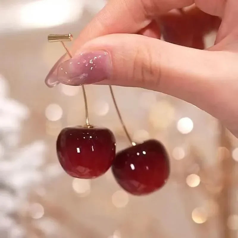 Sweet Cherry Stainless Steel Pendant Earrings