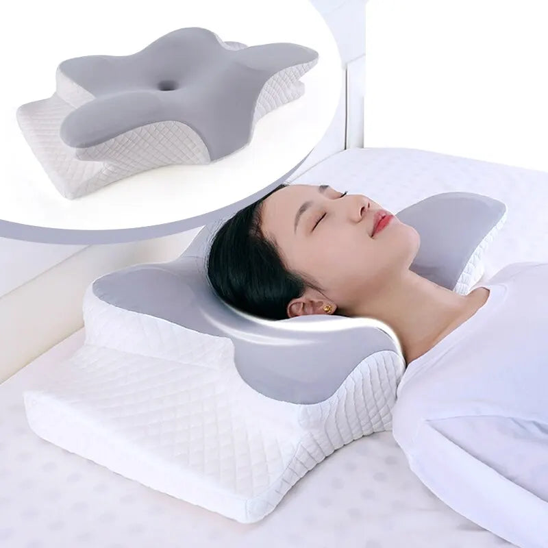 Butterfly-Shaped Memory Foam Orthopedic Pillow for Cervical Support and Pain Relief