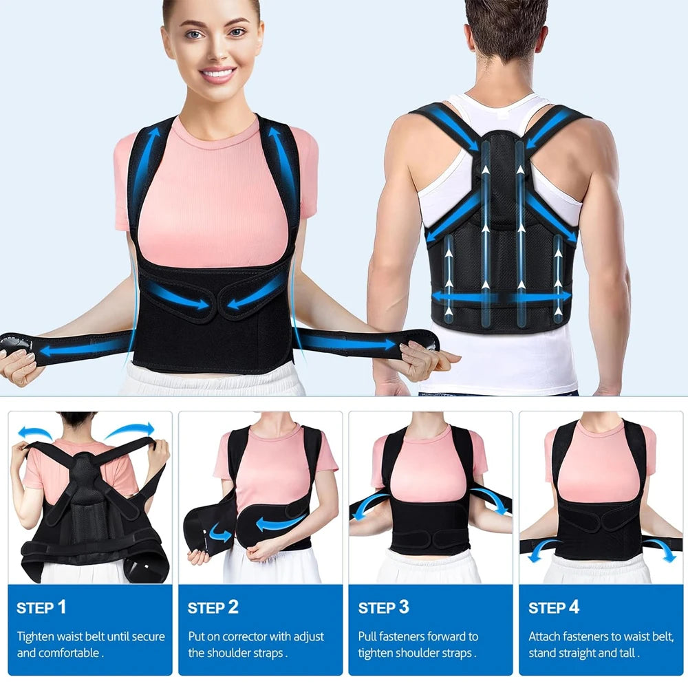 Orthopedic Posture Support Brace for Spinal Alignment and Pain Relief