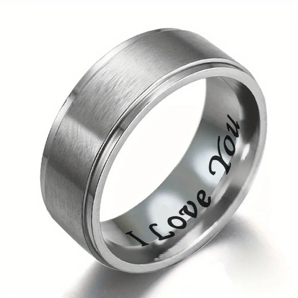 Titanium Love Message Ring for Men