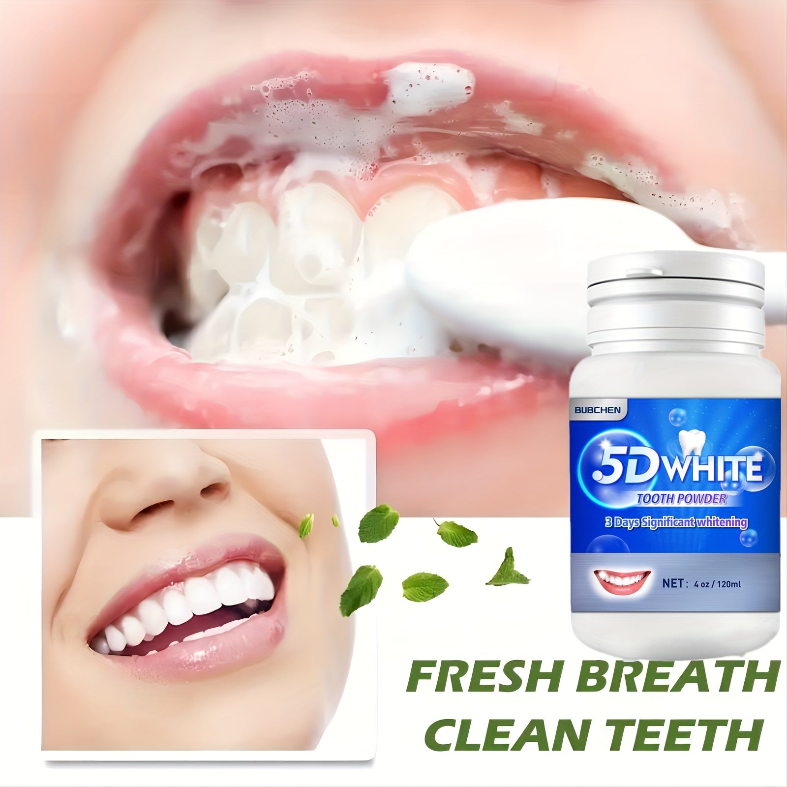 FreshPolish Natural Whitening Dental Powder with Activated Charcoal